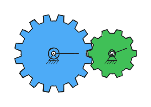 Animated meshing gear pair
